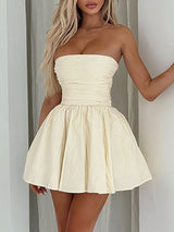 Sleeveless Back Bow Ruffle Mini Dress