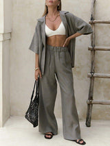 Button Down Shirt With Long Pants Set