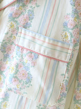 Vintage Floral Striped Cotton Pajama Set