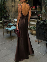 Spaghetti Strap Backless Maxi Dress