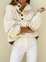 Open Collar Button Up Sweater