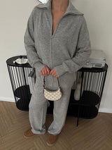 Zip-up Sweater Matching Set