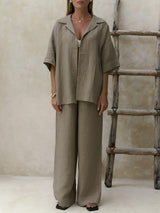 Button Down Shirt With Long Pants Set