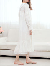 Doll Collar Lace Up Maxi Nightdress