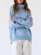 Solid Color Turtleneck Long Sleeve Sweater