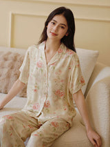 Kafiloe Pink Flowers Cotton Pajama Set