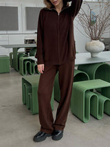 Zip-up Sweater Matching Set