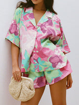 Printed Short Sleeve Shorts Set