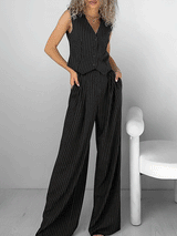 Stripe Vest Tops & Pleated Trousers Set