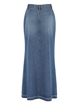 Split Front High Waist Maxi Denim Skirt