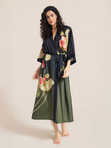 Kafiloe Floral Printed Long Kimono Robe