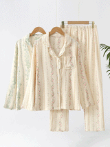 Floral Print Lace Trim Pajama Set