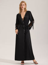 Kafiloe Lace Back Bowtie Long Sleeve Robe