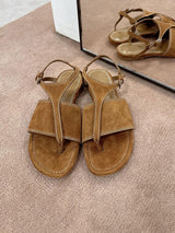 Vintage Suede Flat Sandals