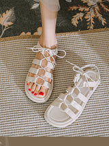 Crossover Strap Leather Sandals