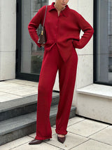 Knitted Solid Color Two Pieces Set