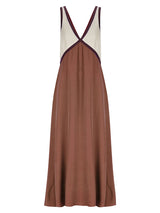 V Neck Contrast Color Maxi Dress