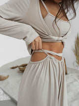 Long Sleeve Crop Tee & Wide Leg Pants