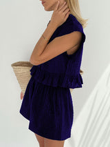 Jacquard Short Sleeve Shirt & Shorts Two Piece Set