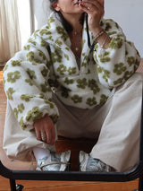 Plush Fleece Floral Sweatshirt