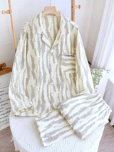 2Pcs Long Sleeve Zebra Print Cotton Pajama Set