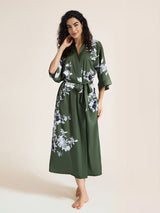 Kafiloe Floral Printed Long Kimono Robe