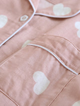 Heart Printed Long Sleeve Cotton Pajama Set