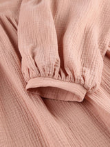 V Neck Pleated Lantern Sleeve Nightdress