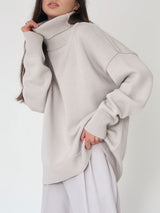 Solid Color Turtleneck Long Sleeve Sweater