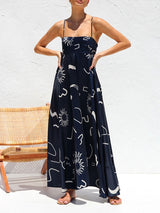 Printed Spaghetti Straps Maxi Dress