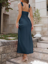 Backless Bow Tie Strap Midi Dress