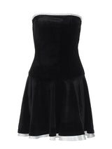 Velvet Colorblock Ruffle Ruched Mini Dress