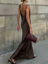 Spaghetti Strap Backless Maxi Dress
