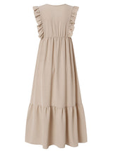 Ruffle V Neck Sleeveless Maxi Dress