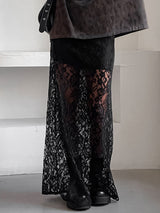 Black Hight Waist Lace Patchwork Skirt