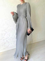 Pleated Flared Sleeve Maxi Dress