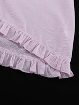 Striped Ruffle Two Piece Shorts Set