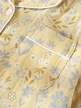 Vintage Floral Print Long Sleeve Cotton Pajama Set
