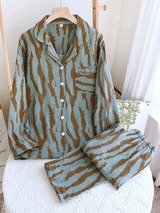 2Pcs Long Sleeve Zebra Print Cotton Pajama Set