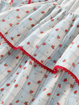 Strawberry Plaid Ruffle Sleeve Pajama Set