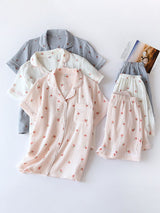 Small Peach Printed Cotton Pajama Set
