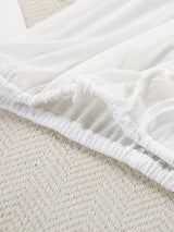 Solid White Sheer Crop & Wide-Leg Lounge Set