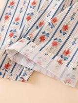 Floral Stripe Cotton Pajama Set