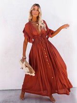 Beach Drawstring Long Dress