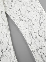 Flower Graphic High Waisted White Pants