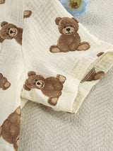 Teddy Bear Printed Short Sleeve Lounge Set