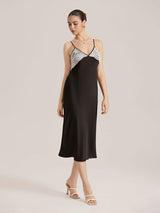 Kafiloe Silky Lace Trim Satin Nightgown