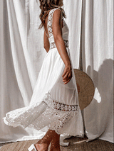 Spaghetti Strap Boho Hollow Out Lace Dress