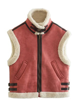 Zip Up Teddy Lined Vest Jacket