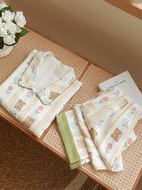 Bear and Floral Print Cotton Pajamas